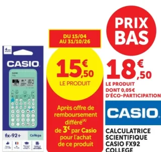 Calculatrice scientifique Casio FX92 College