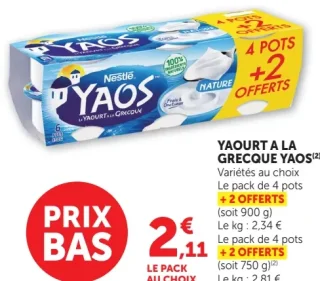 Yaourt à la grecque Yaos Nestlé