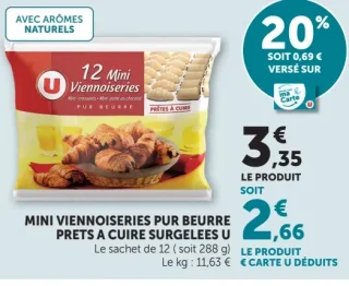 Mini Viennoiseries Pur Beurre Prêts à Cuire Surgelés U
