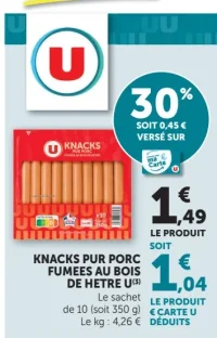 Knacks Pur Porc Fumés au Bois de Hêtre U