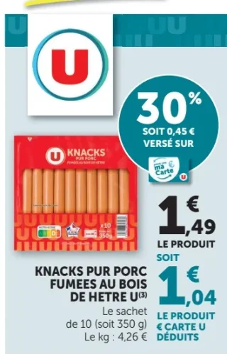 Knacks Pur Porc Fumés au Bois de Hêtre U