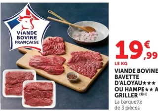 Viande bovine bavette d'aloyau ou hampe à griller