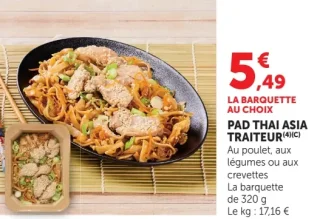 Pad Thai Asia Traiteur au poulet, aux légumes ou aux crevettes