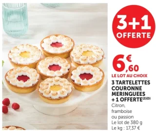 3 TARTELETTES COURONNE MERINGUEES + 1 OFFERTE