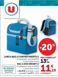 Lunch bag 2 compartiments ou Sac à dos enfant U