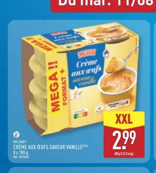 Crème aux oeufs saveur vanille XXL Milsani