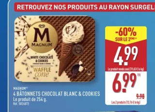 4 Bâtonnets chocolat blanc & cookies Magnum