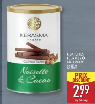 Kerasma Cigarettes Fourrées Goût chocolat noisette