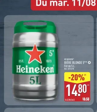 Bière Blonde Heineken Fût de 5 L
