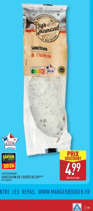 Pays Gourmand Saucisson de l'Ardèche IGP