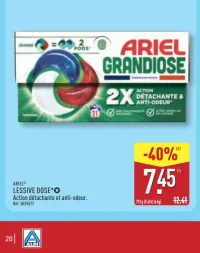 Lessive capsules Action détachante et anti-odeur Ariel Grandiose