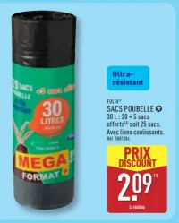 Folia Sacs poubelle ultra-résistant 30 L