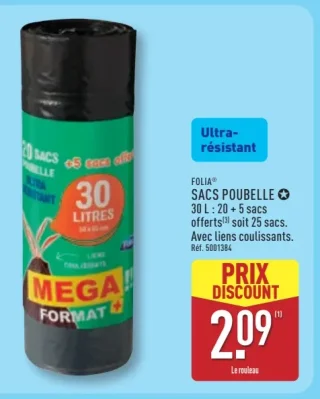 Folia Sacs poubelle ultra-résistant 30 L