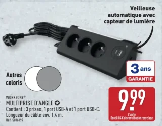 WORKZONE Multiprise d'angle