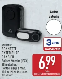 AMBIANO Sonnette extérieure sans fil