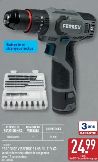 Ferrex Perceuse visseuse sans fil 12 V