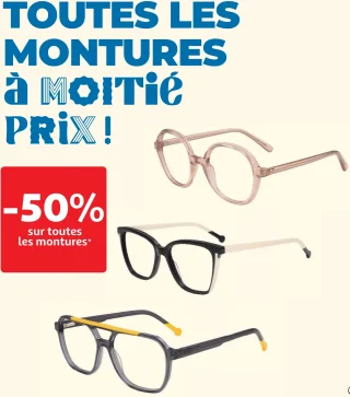 Toutes les montures de lunettes chez Optique par Auchan