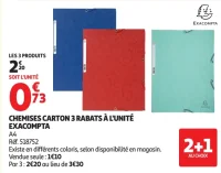 Chemises carton 3 rabats à l'unité Exacompta