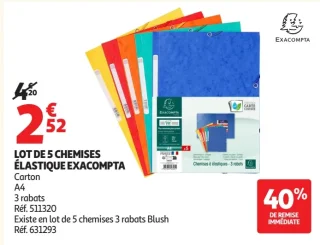 Lot de 5 chemises élastique Exacompta