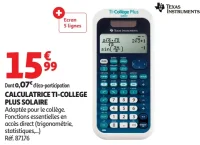 CALCULATRICE TI-COLLEGE PLUS SOLAIRE
