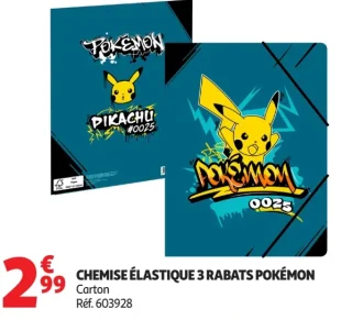 Chemise élastique 3 rabats Pokémon