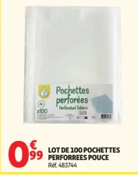 Lot de 100 pochettes perforées Pouce