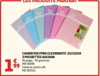Cahier Polypro Clevernote 24x32cm 2 Pochettes Auchan