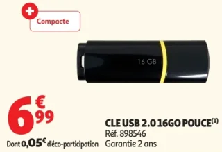 Clé USB 2.0 16Go Pouce