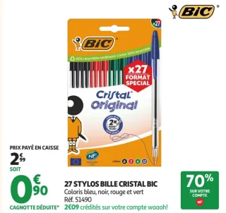 27 Stylos Bille Cristal BIC