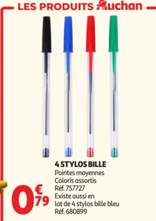 4 Stylos bille Auchan