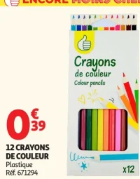 12 Crayons de couleur Plastique