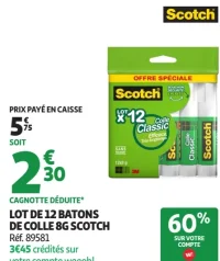 LOT DE 12 BATONS DE COLLE 8G SCOTCH