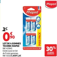 Lot de 4 gommes Technic Maped