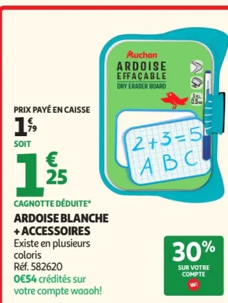 Ardoise blanche + accessoires Auchan