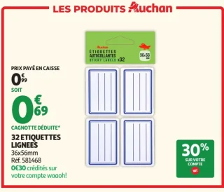 32 Étiquettes Lignées Auchan