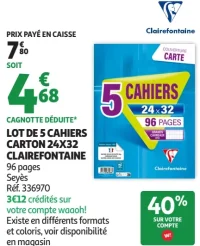Lot de 5 cahiers carton 24x32 Clairefontaine