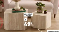 Set de 2 tables basses imitation travertin GiFi