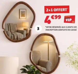 MIROIR DIM.40X30X2,2CM, VERRE, MDF