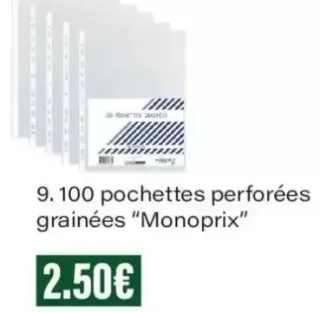 100 pochettes perforées grainées Monoprix