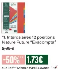 Intercalaires 12 positions Nature Future Exacompta