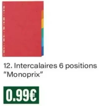 Intercalaires 6 positions Monoprix