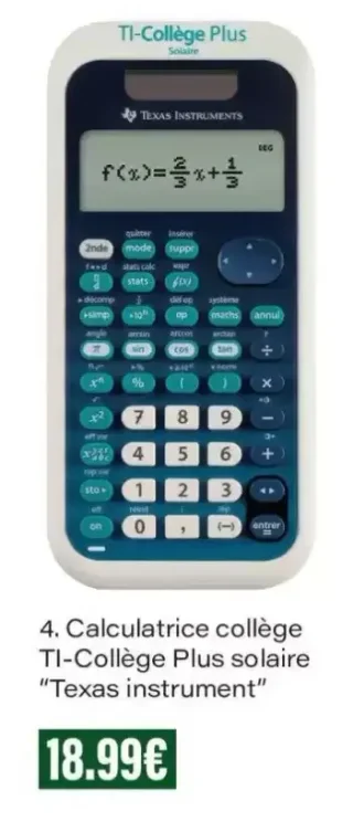 Calculatrice collège TI-Collège Plus solaire Texas Instruments