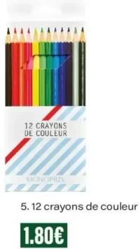 12 crayons de couleur Monoprix