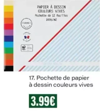 Monoprix Pochette de papier à dessin couleurs vives
