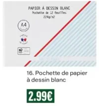 Monoprix Pochette de papier à dessin blanc