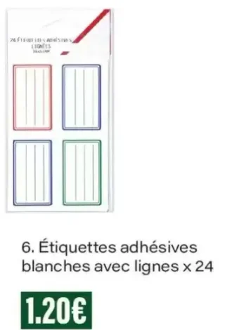 Monoprix Étiquettes adhésives blanches avec lignes x 24