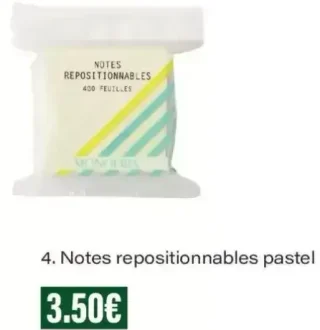 Monoprix Notes repositionnables pastel 76 x 76 mm, 400 feuilles