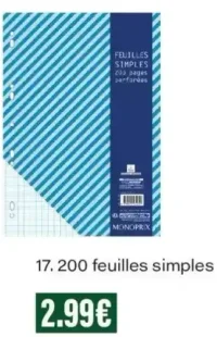 200 feuilles simples Monoprix
