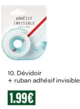 Dévidoir + ruban adhésif invisible Monoprix