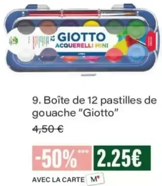 Boîte de 12 pastilles de gouache "Giotto"